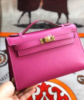 에르메스 미니 켈리백22 로즈퍼플 금장 스위프트